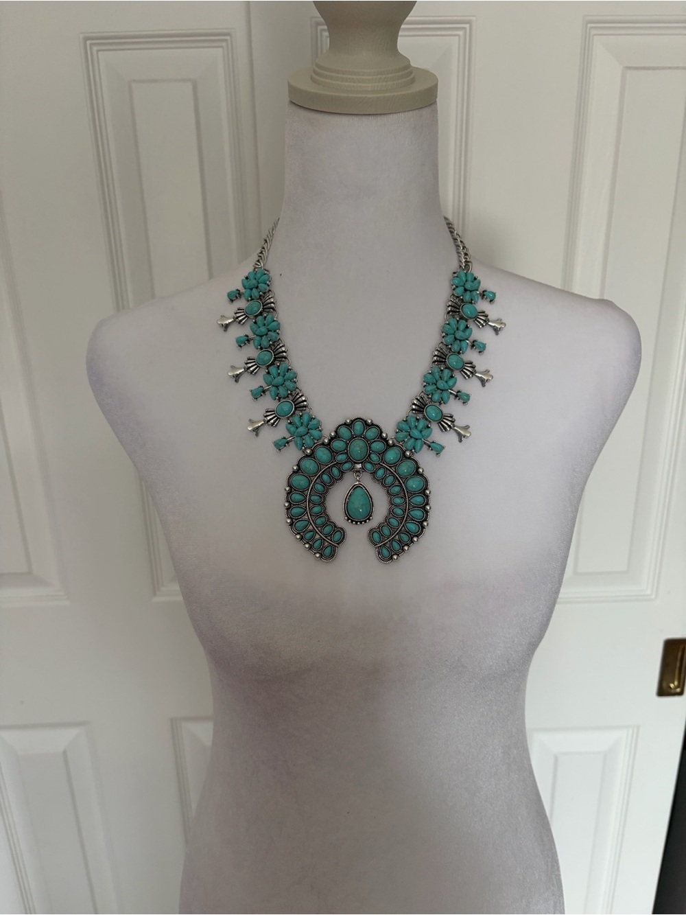 Faux Turquoise Stone Statement Necklace